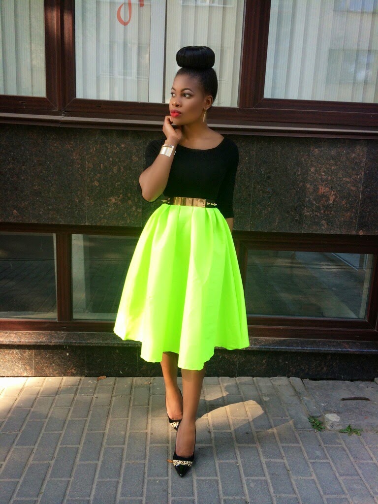 Neon-flare-skirt