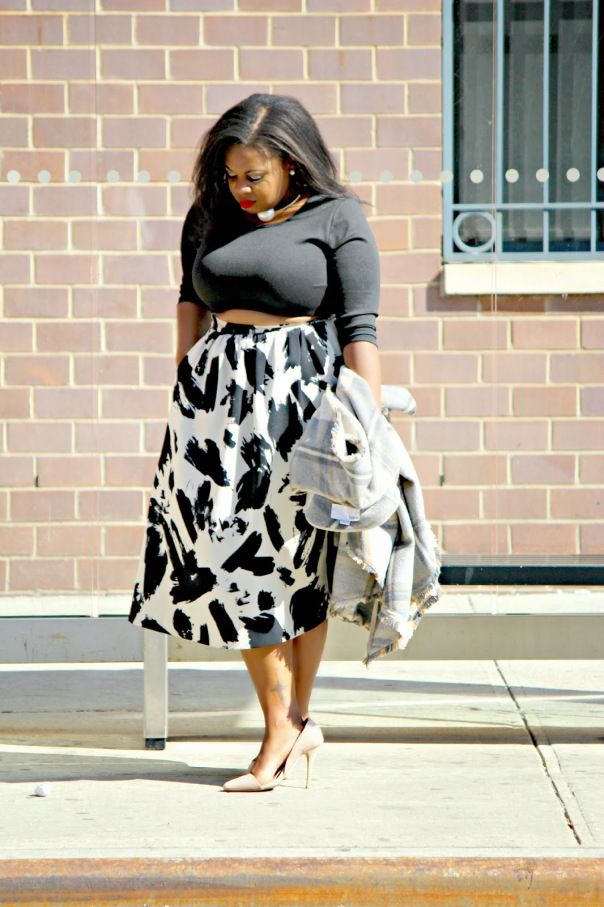 Plus Size Polka Dot Skirt Outfit For Fall | estudioespositoymiguel.com.ar